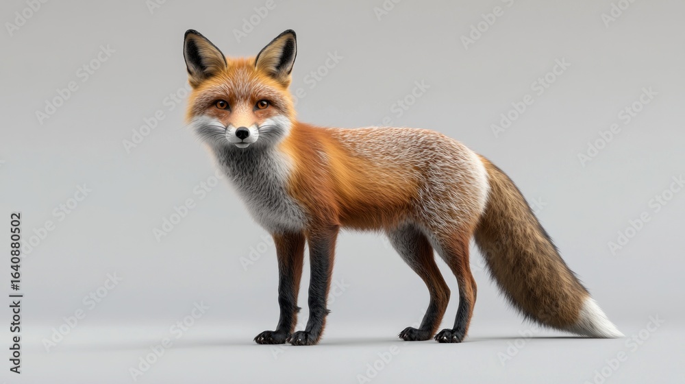 Fototapeta premium Elegant Red Fox Portrait with Studio Lighting on Seamless Background