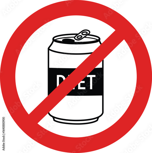 Say no to unhealthy habits, embrace wellness with a prohibition symbol on a diet soda can.