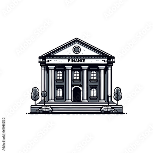 Flat bank building for finance