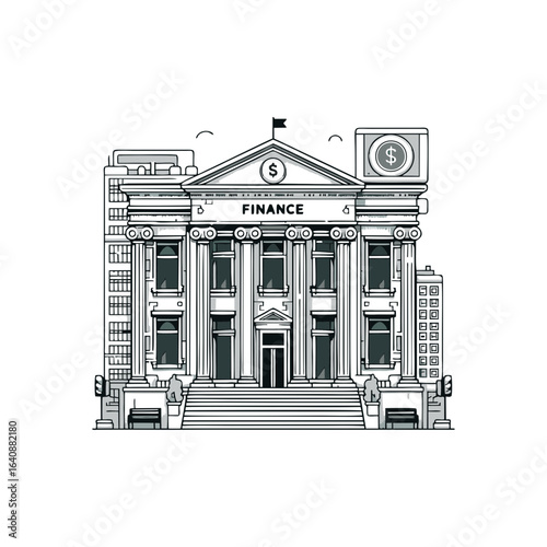 Flat bank building for finance