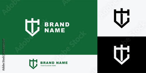Monogram letter CI or IC with interlock style, text editable use for name card, brand identity, brand clothing ,apparel streetwear