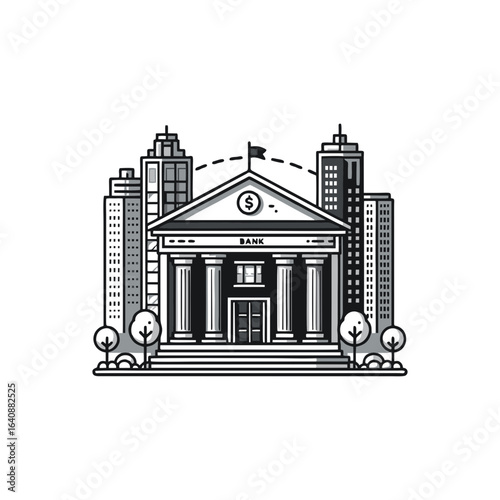 Flat bank building for finance