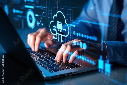 Understanding cloud computing services and data transfer on laptop for business use