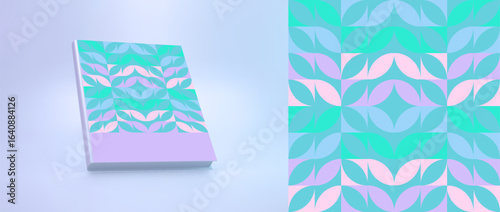 Hardcover book layout. Cover design template. Geometric pattern. Flat mosaic design. Vector illustration for brochure, planner, notebook or notepad.