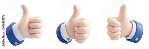 Set of 3D Hand making a Thumps Up isolated on a transparent background