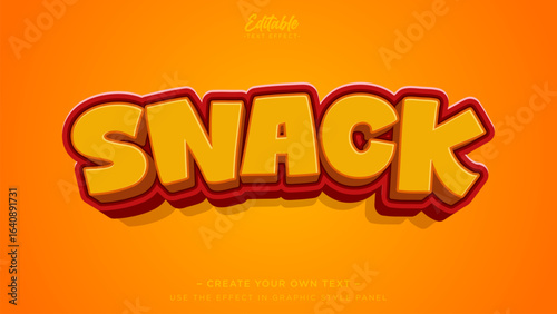 Editable text effect snack. Label design for food and beverage product