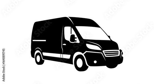 Black and White Silhouette of a Delivery Van.