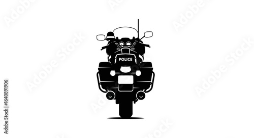 Black and White Silhouette of a Police Motorcycle.