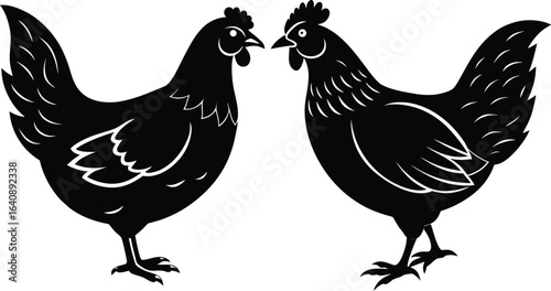 Minimal Hen Silhouette Vector – Single Color Poultry Illustration