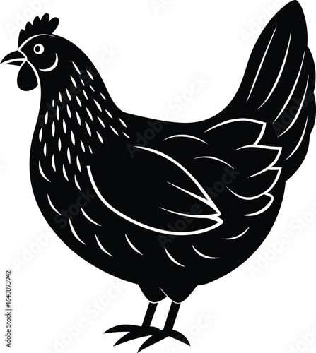 Minimal Hen Silhouette Vector – Single Color Poultry Illustration