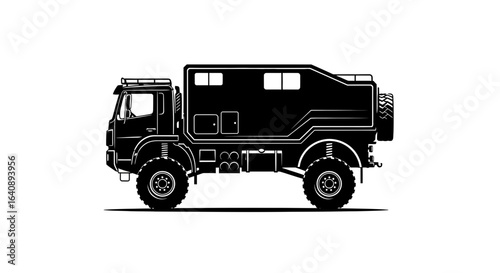 Black Silhouette of an OffRoad Expedition Truck.