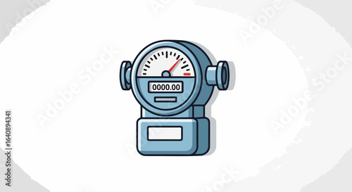 Industrial meter displays measurement on white background, perfect for illustrating usage and consumption. Industrial meter tracks energy and water readings.