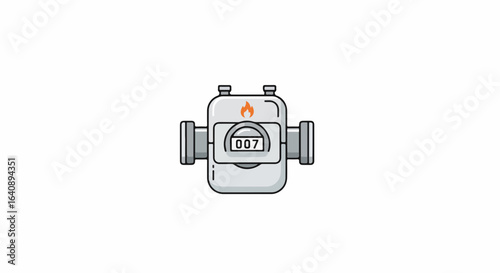 Gas meter measuring consumption of natural resources in a pipe. Gas meter with pressure gauge indicates industrial gas consumption. Using gas meter for residential pipeline monitoring.