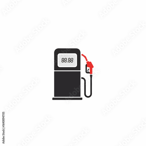 Gas station pump with fuel dispenser and nozzle isolated on white background showcasing fuel supply and energy. This gas station pump is modern, clean, and simple in design,