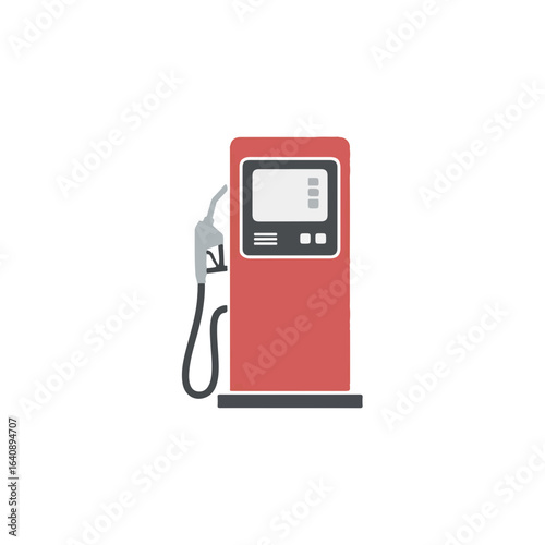 Fuel pump on white showcases filling station equipment. Fuel pump offers gasoline, fuel, and oil for automotive vehicles. Modern fuel pump is part of transportation industry.
