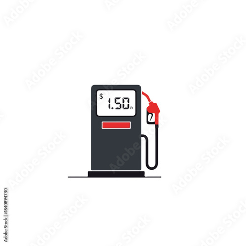 Fuel pump isolated on clean backdrop displays gasoline prices. This filling station pump is dispensing fuel, showing automotive industry. Concept fuel pump for energy consumption.