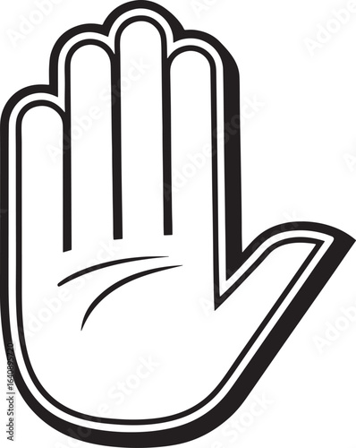 Black and white hand gesture icon stop high five