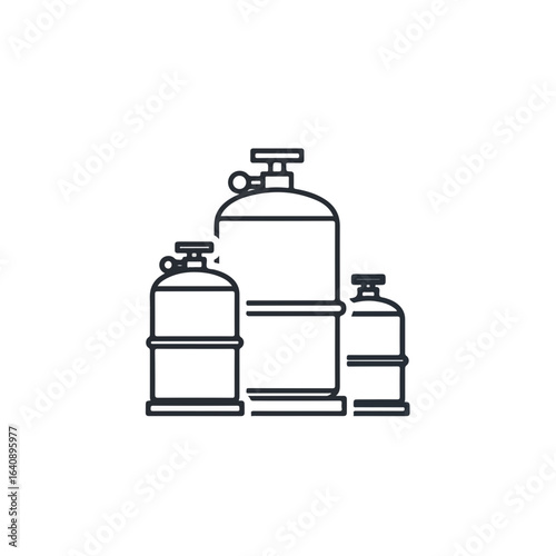 Outline illustration depicting gas cylinder. Concept gas cylinder featuring valve and industrial container. Design element gas cylinder for industrial and technological solutions,