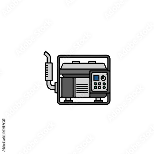 Portable generator on white background for energy solutions and emergency power. Reliable portable generator for backup, offering essential electricity for homes and construction,