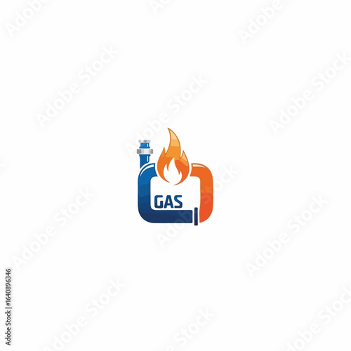 Gas logo design with flames representing energy and industry. Gas logo design including a pipe with a burning fire, indicating the heat from natural energy sources,
