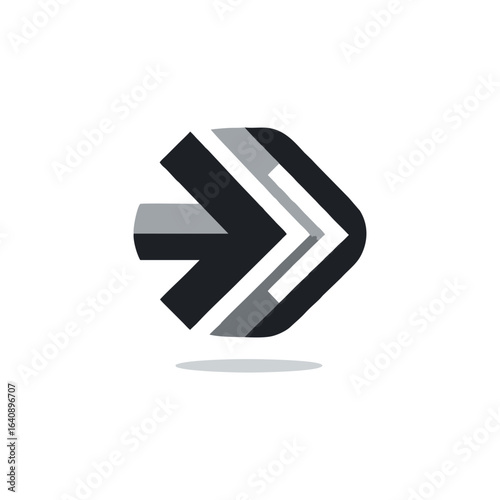 geometric arrow icon with white negative space tip