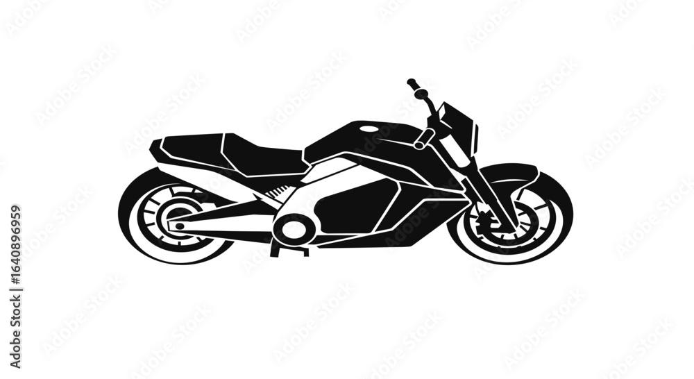 Fototapeta premium Sleek Black Electric Motorcycle Silhouette 1.