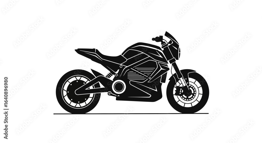 Obraz premium Sleek Black Electric Motorcycle Silhouette.