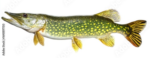 The northern pike showcasing vibrant colors and intricate detailing.