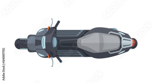 Top View of a Modern Dark Gray Scooter.