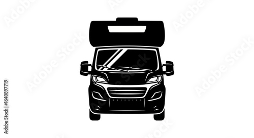 Black and White Silhouette of a Campervan.