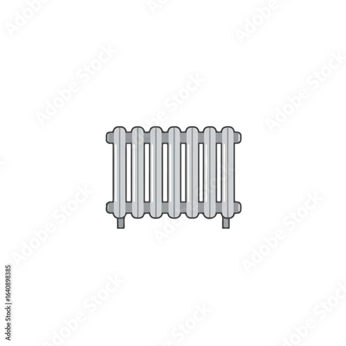 Cast iron radiator on white background, close-up, central heating element. Cast iron radiator ensures cozy warmth during cold winter months. Concept cast iron radiator for city communications.