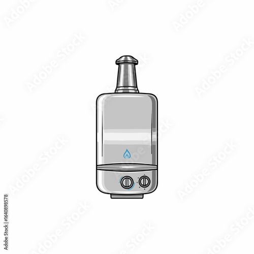 Humidifier icon, detailed illustration of water tank with control panel on white background. Humidifier provides moisture, combating dryness in air.