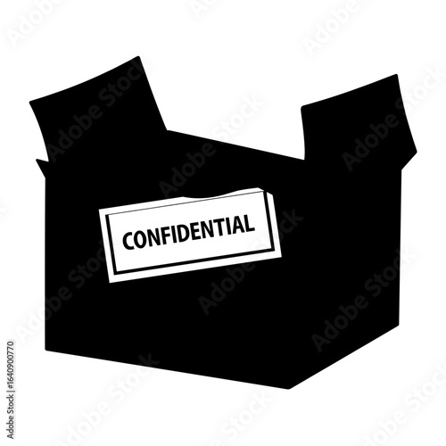 Silhouette of opened confidential package, privacy violation and security breach concept