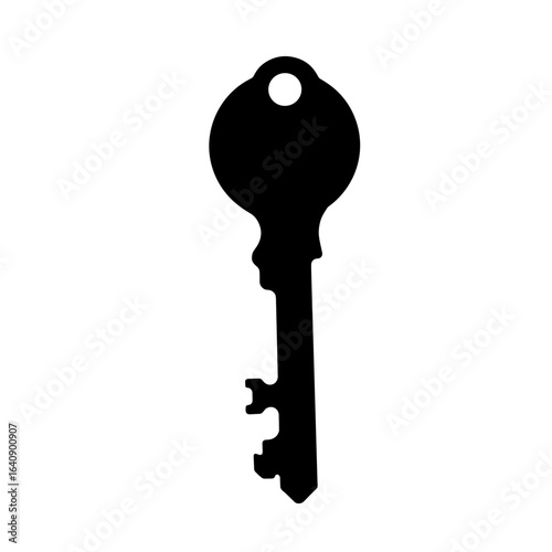 Silhouette of house key on white background, security and accessibility concept