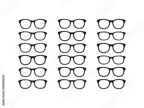 Collection of eyeglasses silhouettes vector isolated on white background