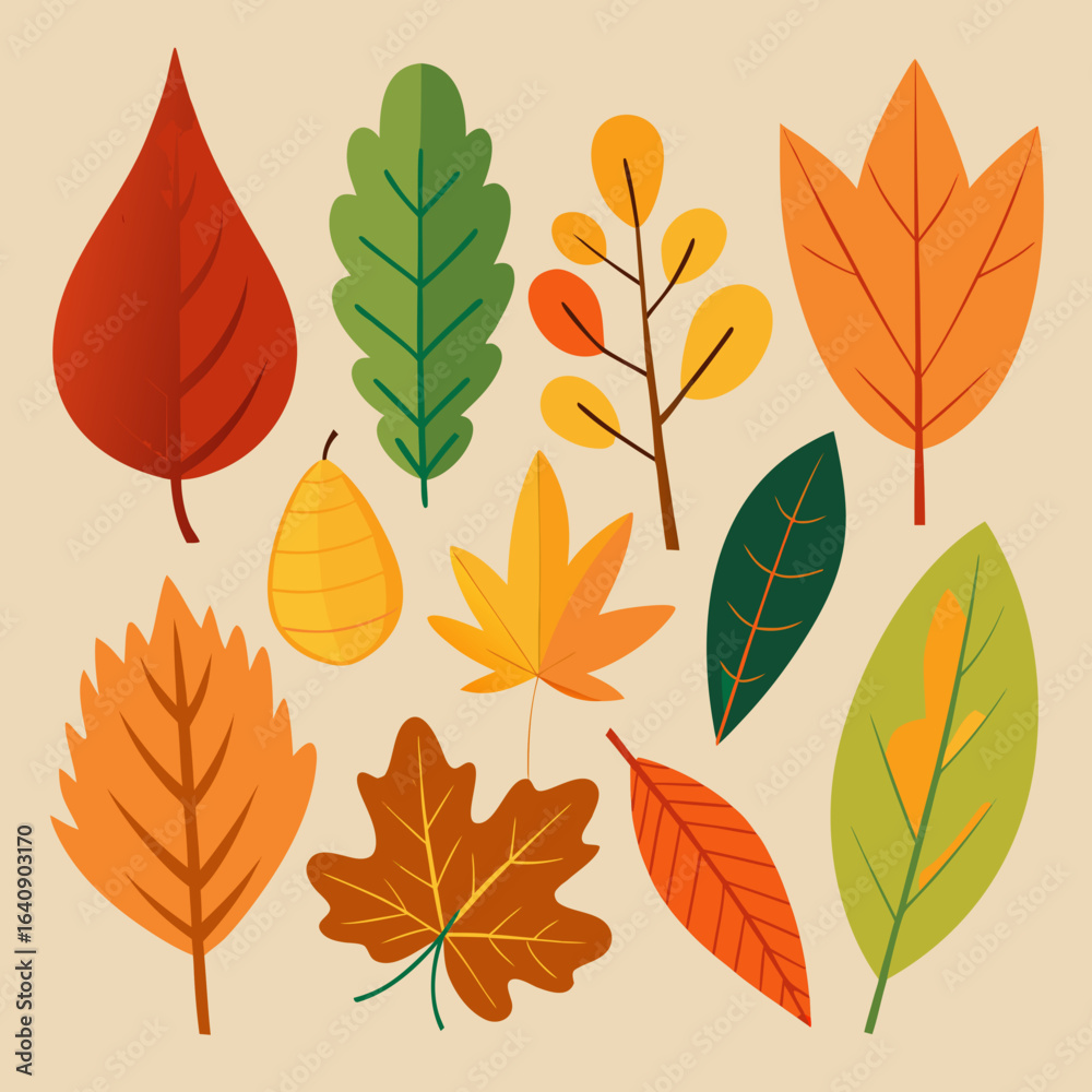 Obraz premium Autumn leaves Fall leaves leaves set autumn colorful maples leaves fallen oak leaves 