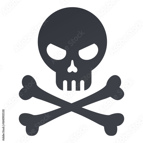 Vector Black Icon - Skull with Crossed Bones