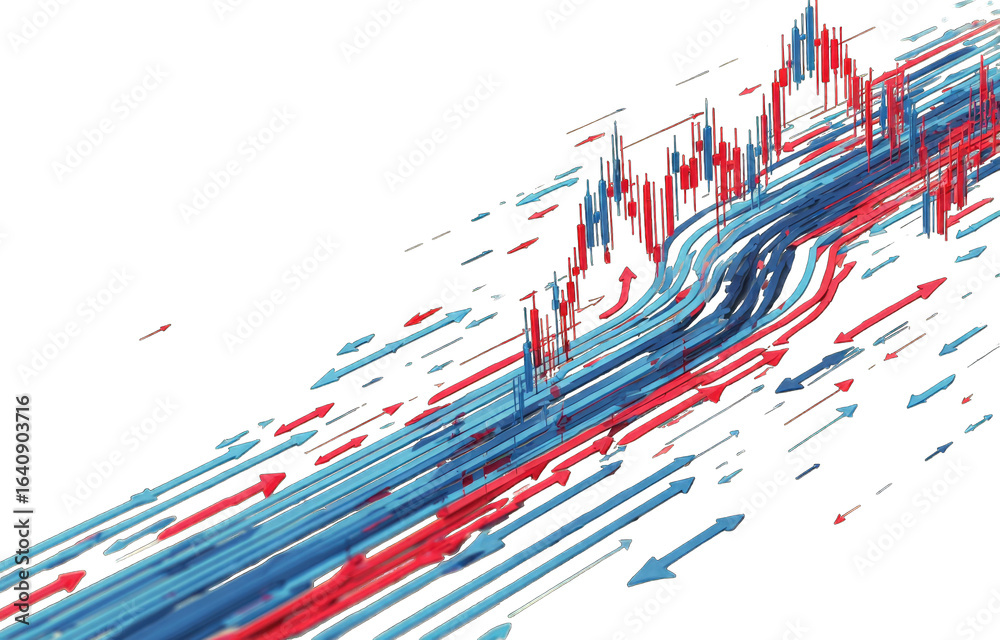 Fototapeta premium Abstract flow of red and blue lines