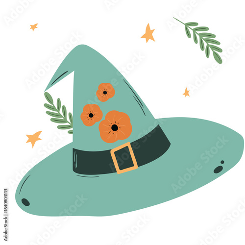 illustration of a halloween witch, png with white background