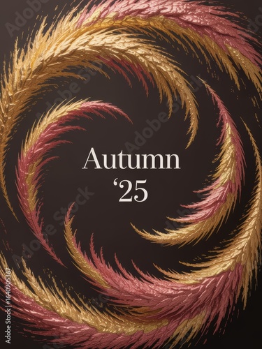 Elegant Wreath of Metallic Feathers for an 'Autumn '25' Announcement