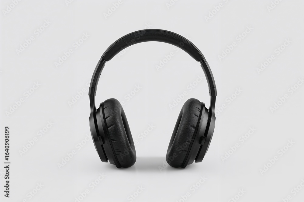 Fototapeta premium Experience immersive sound with sleek black wireless headphones for modern listening enjoyment