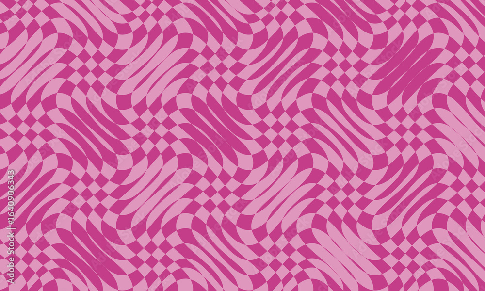 Fototapeta premium A view of a warped checkerboard pattern, as a background.