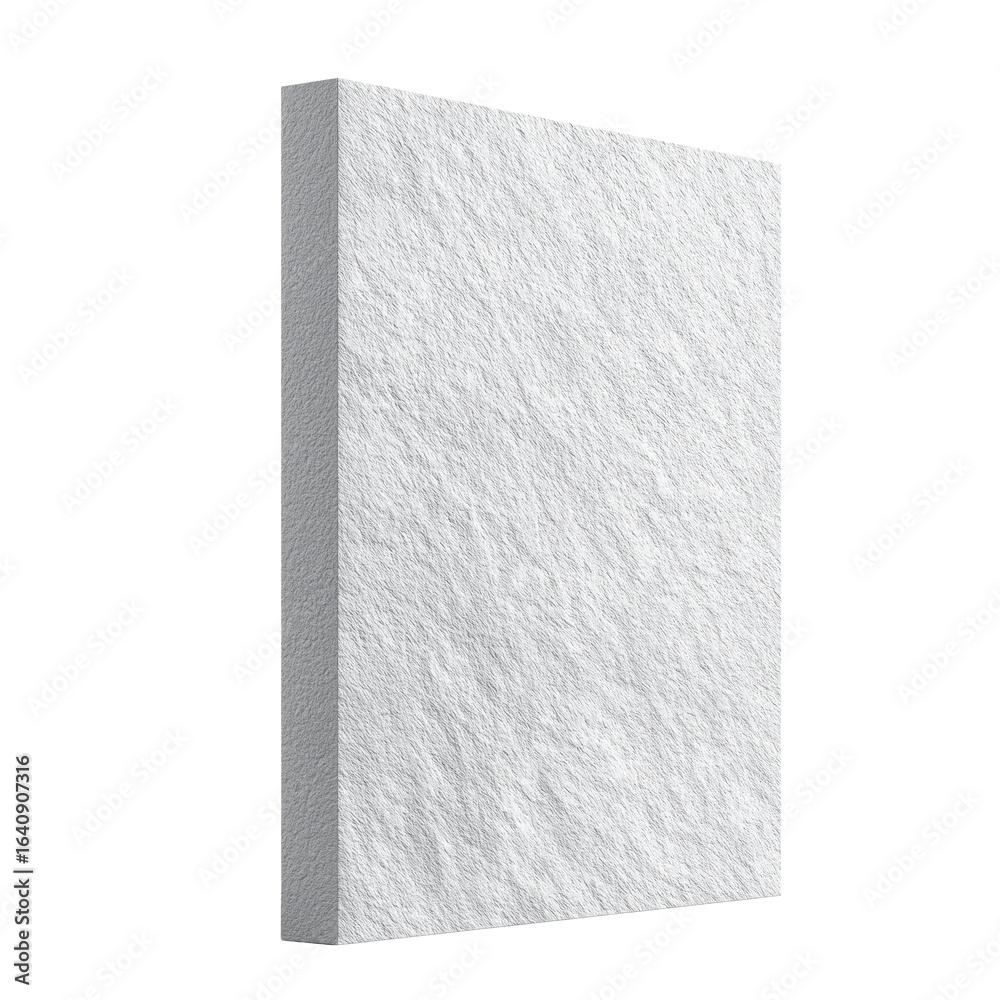 Fototapeta premium Minimalist white rectangular panel with textured surface, isolated on white background, perfect for architecture, design, or 3D rendering use. 
