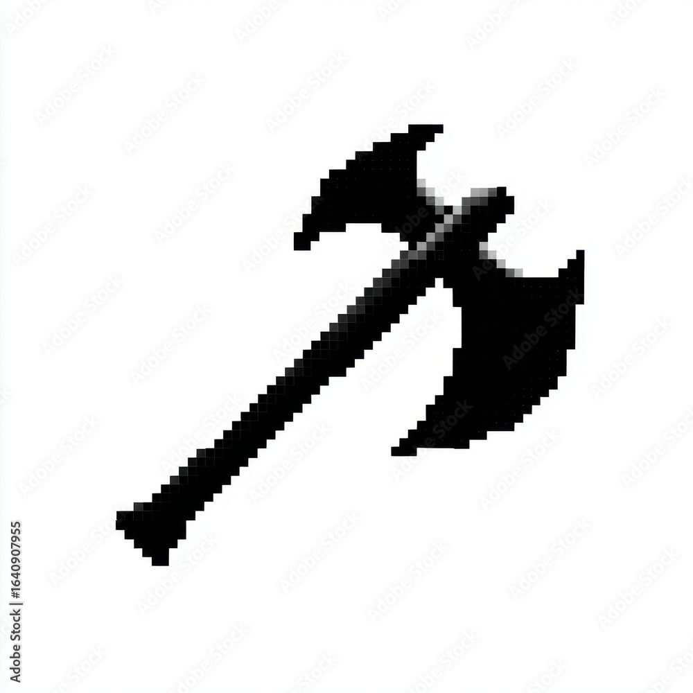 Fototapeta premium Black Double Headed Battle Axe Pixel Art Illustration