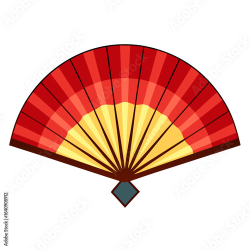 A decorative folding fan with a gradient color scheme, no background vector file.
