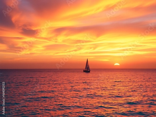 Breathtaking Sunset Sailboat at Sea | Stunning Ocean Landscape Photography for Home Decor | Perfect Gift for Nature Lovers and Adventure Seekers