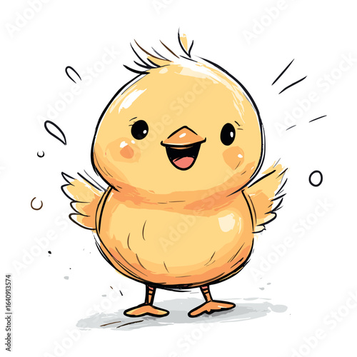 cute little baby chick childish isolated vector illustration