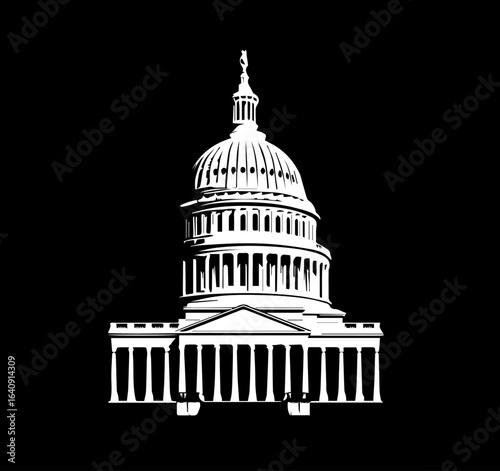 U.S. Capitol Building Dome Silhouette Vector