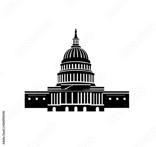 U.S. Capitol Building Dome Silhouette Vector