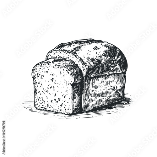 Sketch of Sliced Loaf of Bread with Texture